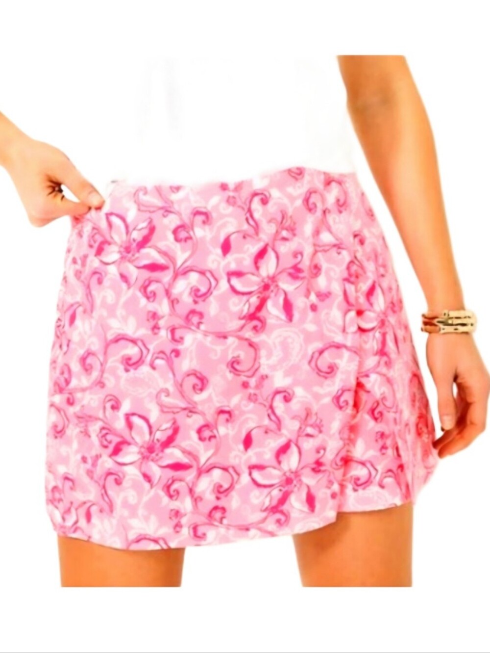 NWT. LILLY PULITZER Alicent Mini Skort In Conch Shell Pink Flamingle Garden